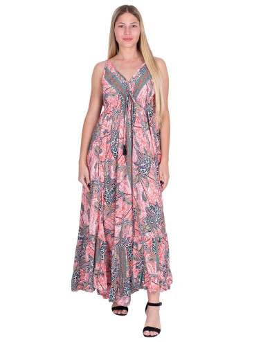 Long Silk Print Dress