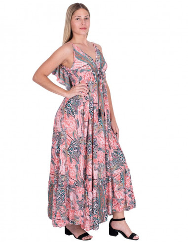 Robe longue en soie imprimée