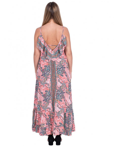 Long Silk Print Dress