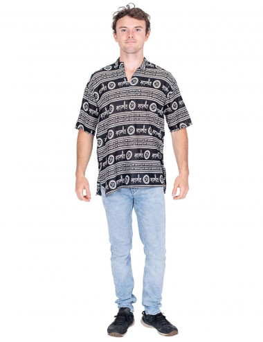 Chemise Noire Col Mandarin