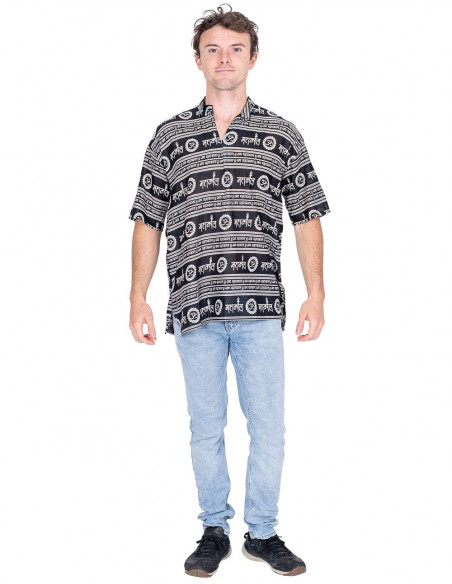 Camisa Preta Gola Mandarim