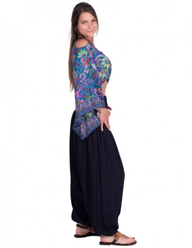 Pantalon de combinaison robe en rayonne bleue