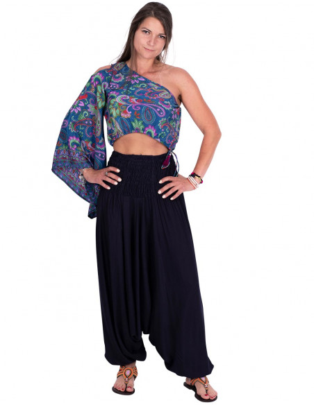 Pantalon de combinaison robe en rayonne bleue