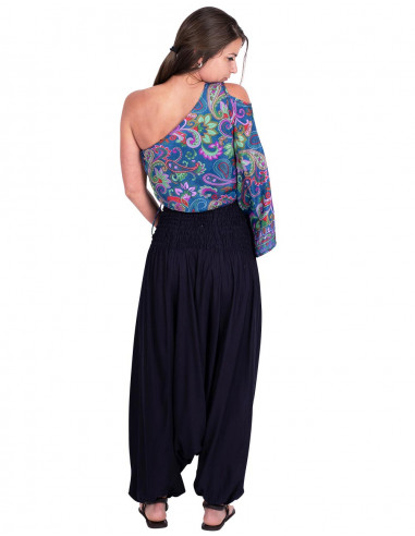 Blue Rayon Dress Jumpsuit Pants