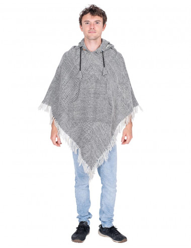 Poncho à Franges Gris 2
