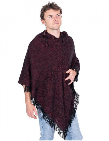Poncho triangolare bordeaux