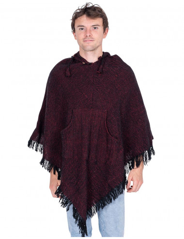 poncho-unisex-burdeos-flecos 2