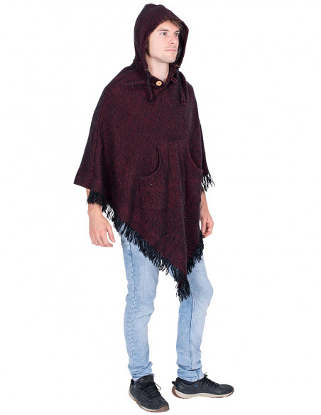 Poncho triangolare bordeaux