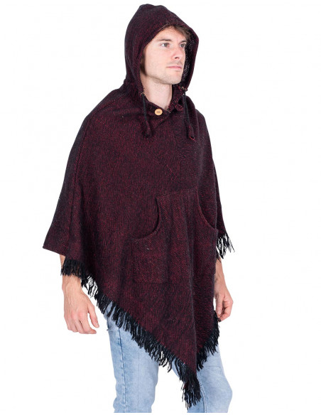 Burgundy Triangle Poncho