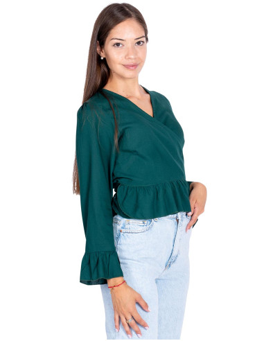 Green blouse with ruffles
