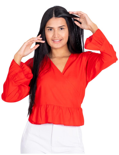 Rote Wickelbluse