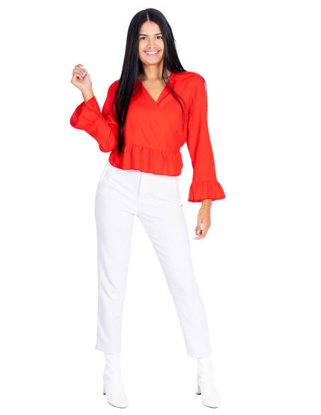 Blusa envoltória vermelha