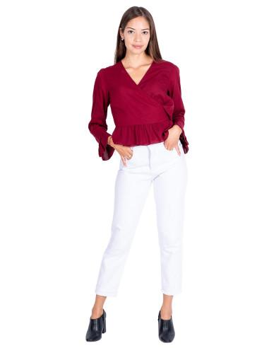 Burgundy Cropped Blouse
