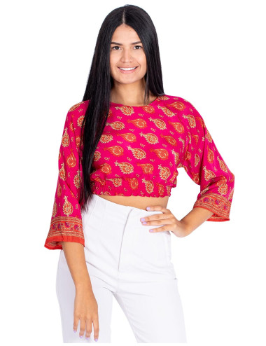 Blusa Cropped Seda Rosa 2