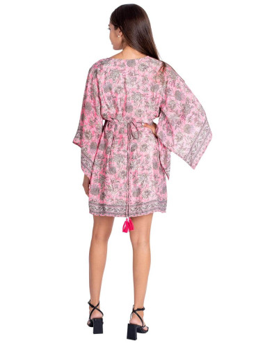 Pink Silk Dress with Flowers