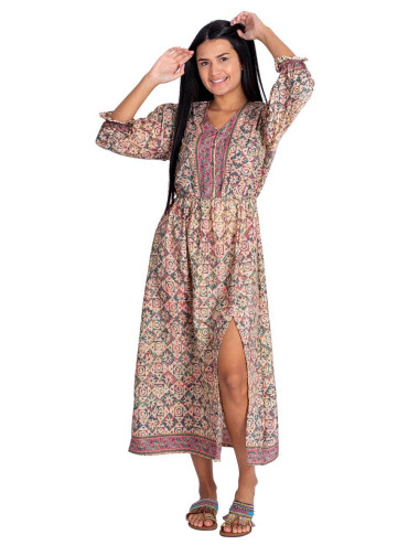 vestido-midi-mangas-largas-seda-beige 2