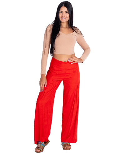 Calça Reta Vermelha Feminina
