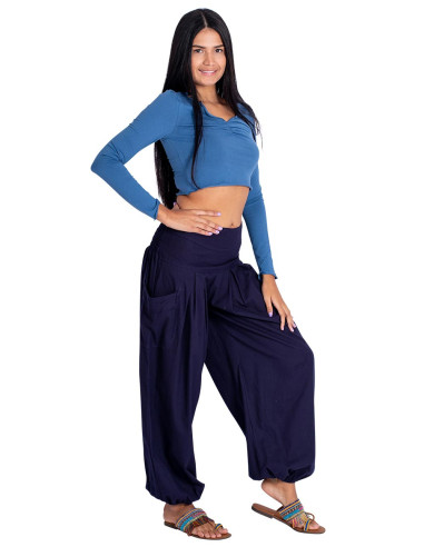 Blaue Baggy-Hose mit Taschen