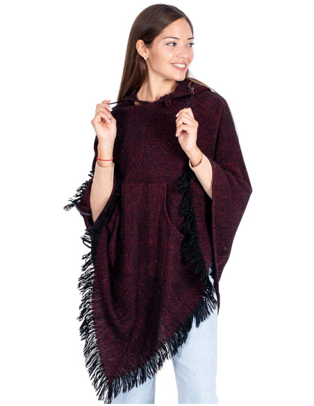 Poncho unisexe bordeaux