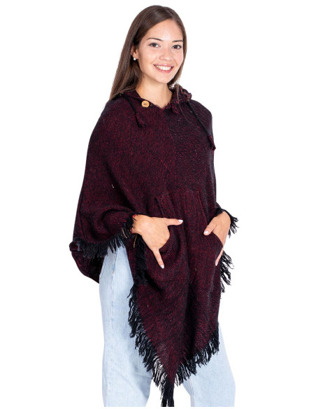 Unisex-Poncho in Burgunderrot