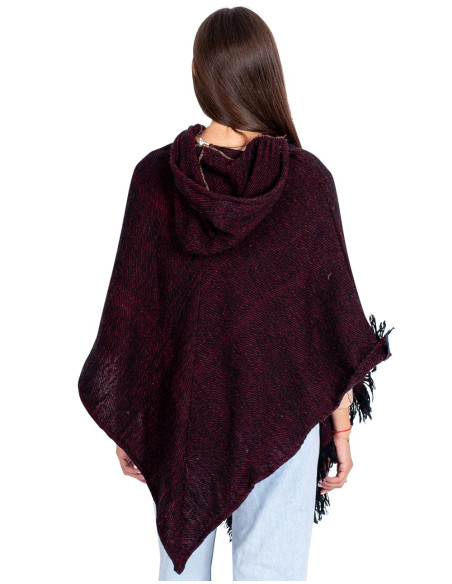 Unisex-Poncho in Burgunderrot