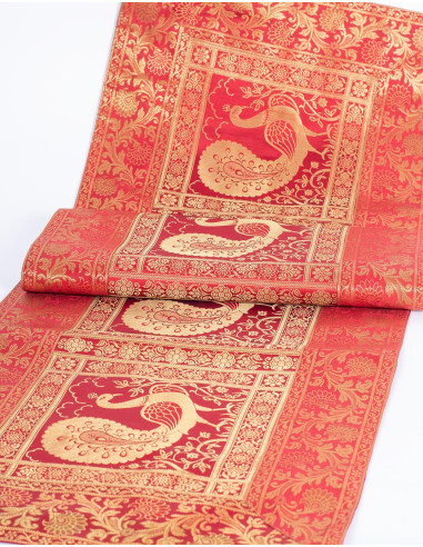 Caminho de mesa pavão vermelho
