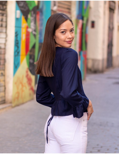 Camisa Azul com Babados
