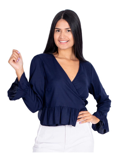 Camisa Azul com Babados