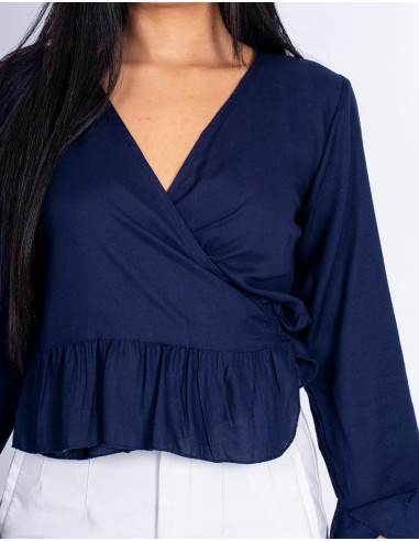 Camisa Azul com Babados