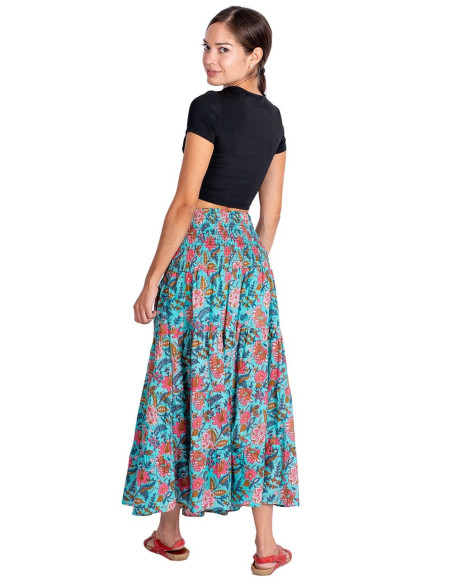 Gonna hippie stampata azzurra