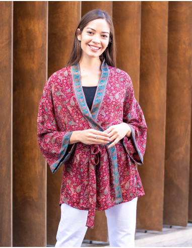 Burgundy Paisley Kimono