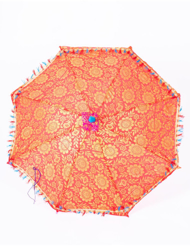 Verblüffen Sie mit Stil! Leuchtend roter ethnischer Sonnenschirm, handgefertigt