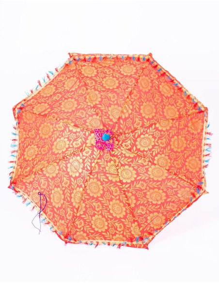 Stupisci con stile! Ombrellone etnico rosso brillante, fatto a mano