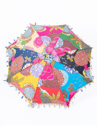 Guarda-chuva Individual Multicolor com Motivos Florais, um Trabalho Artesanal