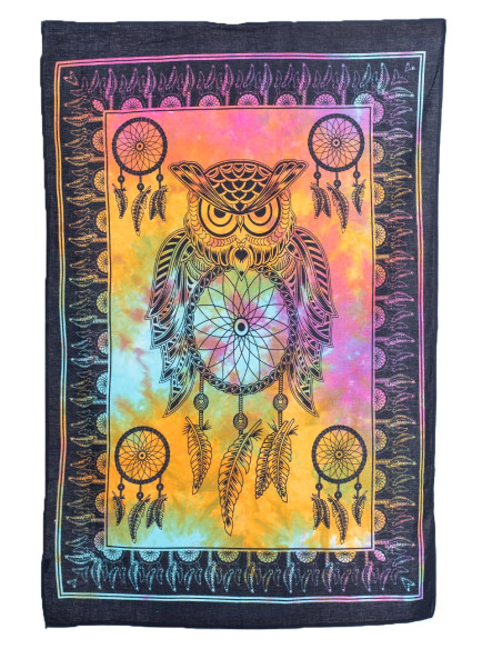 Dê vida às suas paredes: tapeçaria exclusiva de corujas e mandalas em tie-dye
