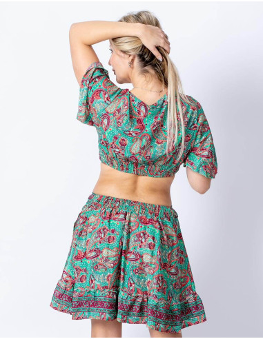 Set top e gonna in seta stampata: stile boho...