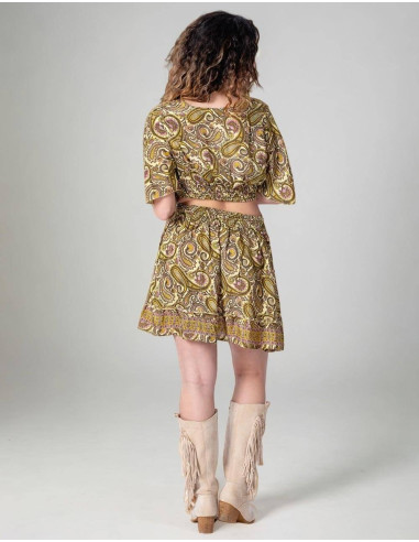 Set mit Paisley-Gelb bedrucktem...