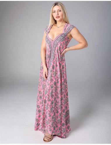 Long Printed Silk Dress in... 2