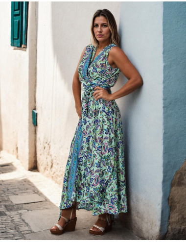 vestido-largo-cruzado-seda-verde-estampada