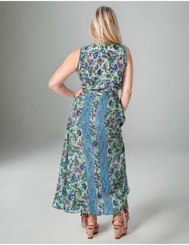vestido-largo-mujer-seda-verde-estampada
