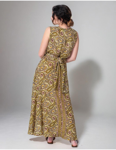 Robe portefeuille en soie imprimée dans des...