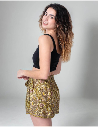 short-casual-seda-mujer-amarillo