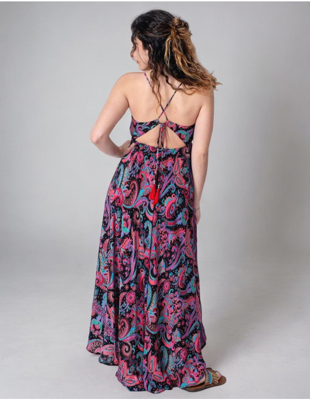 Robe Longue en Soie à Dessins Ethniques