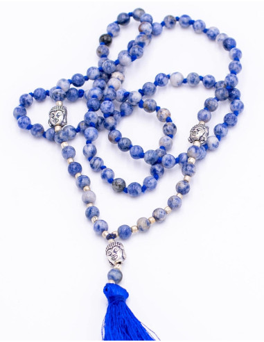 Mala en pierre minérale sodalite tibétaine
