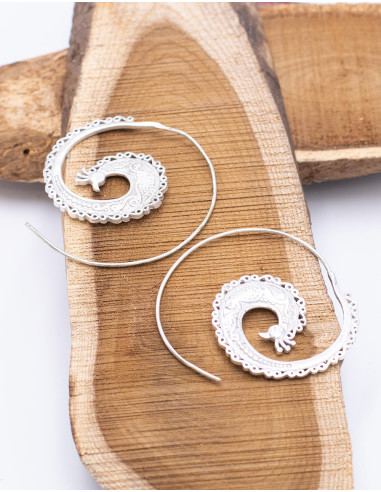 Peacock Shape Icoting Plated Silver Metal Earrings