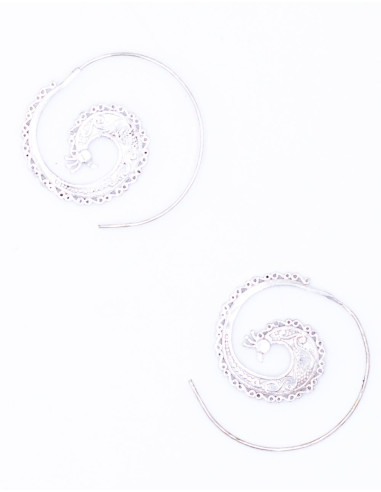 Peacock Shape Icoting Plated Silver Metal Earrings
