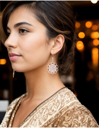 Boucles d'oreilles ethniques circulaires fabriquées à la main