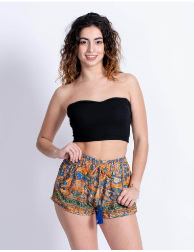 Shorts de seda com estampa... 2