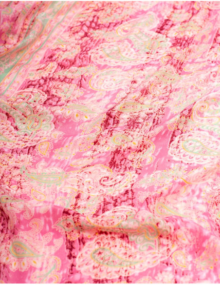 Fresh Printed Silk Dress in Pink Tones