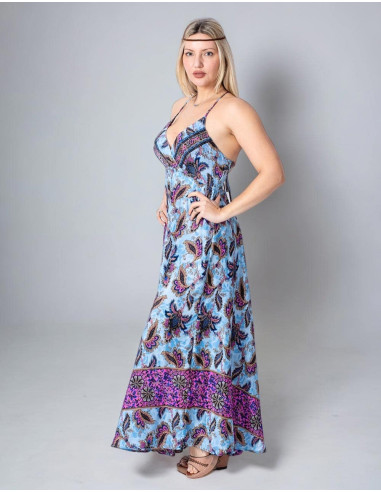 Vestido longo de seda estilo Boho Kimago